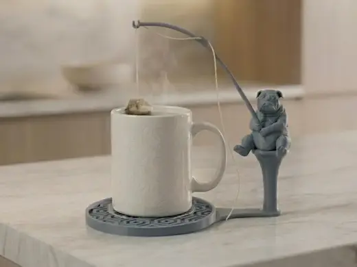 Fishing Dog Teabag Holder