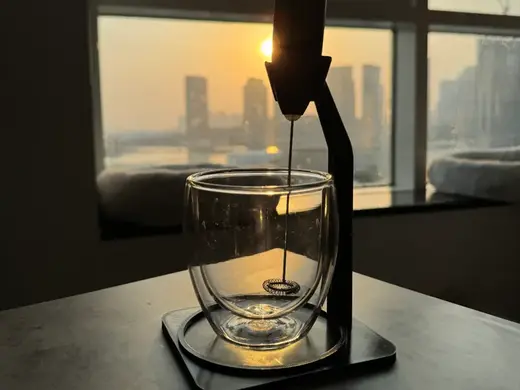 Milk Frother Stand with Integrated Cup Base