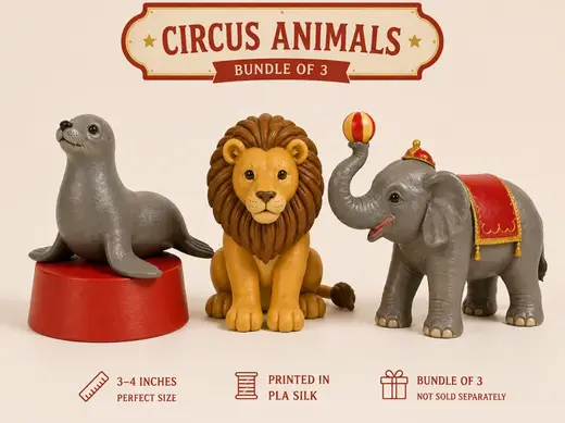Vintage Circus Party Animal Cake Toppers
