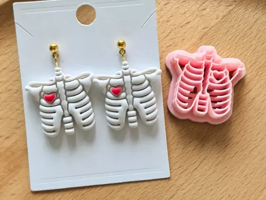 Halloween chest bone polymer clay cutter mold