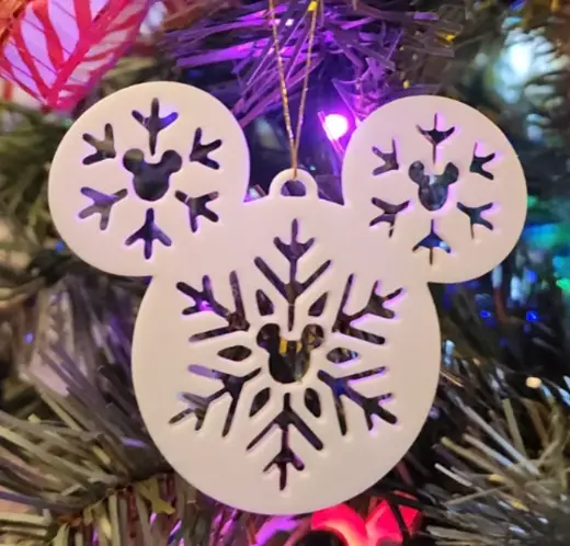 Mickey Mouse head with snowflakes