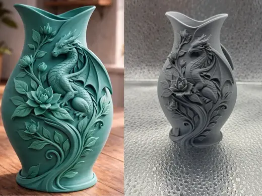Dragon Floral Vase Fantasy Style Home Decor Piece