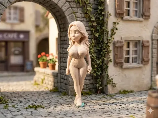 figurine jolie femme tshirt et jeans
