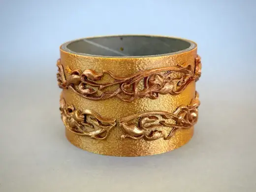 Art Nouveau Repoussé Floral Bangle Bracelet