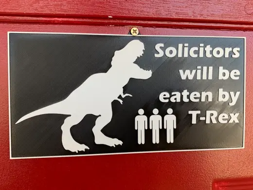 T-Rex Solicitor Deterrent Sign