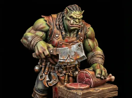 NPC Orc Cook Fantasy Miniatures 32mm STL for TTRPG