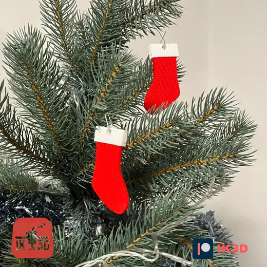 Knitted Sock Ornament, Easy to Print No Supports