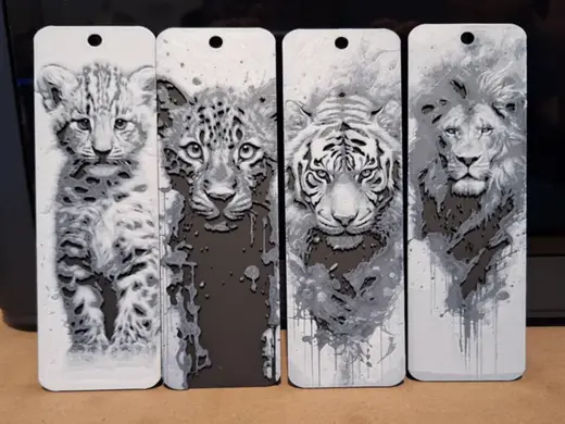 Set of 4 big cats bookmarks