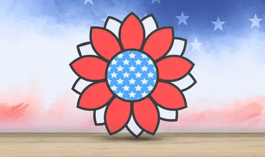 Star Spangled Sunflower - Layered - Patriotic Art