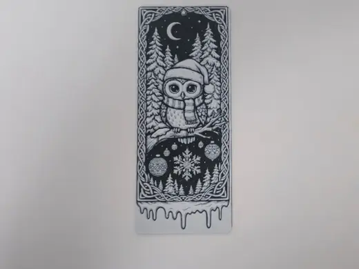 Cute Owl Santa Hat Winter Forest Bookmark