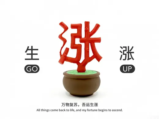 生涨盆栽桌面摆件-升涨盆栽、寓意涨薪、股票涨、万物涨