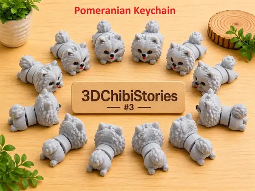 Cute Flexi Pomeranian Keychain | Single Color