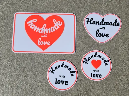 Verschiedene Schilder " handmade with love "