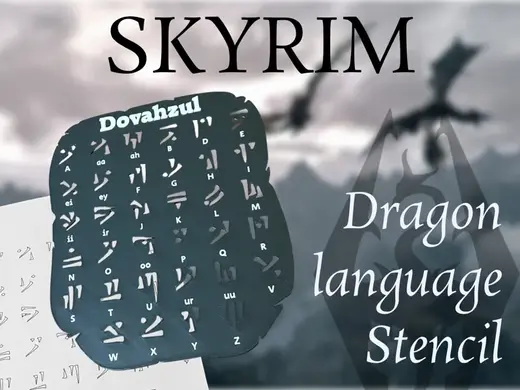 Dovahzul Alphabet Stencil – Skyrim