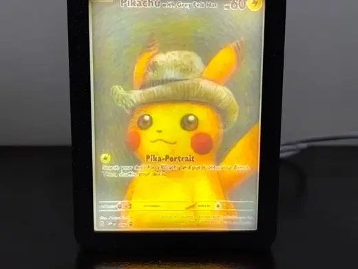 Pikachu with grey felt hat Lithophane card