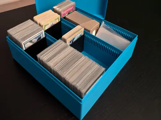 Biggest Trading card box. Barely fits the bed!