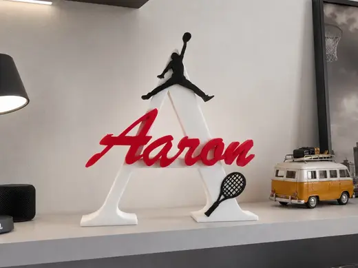 Lettera A personalizzata con nome, Jordan, tennis