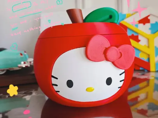 圣诞平安果 圣诞节苹果Hello Kitty收纳盒 桌面摆件 手办礼 饰品盒 零食糖果盒卡蒂猫磁吸