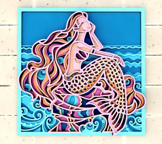 Mermaid Nautical Framed Layer 3D Wall Art