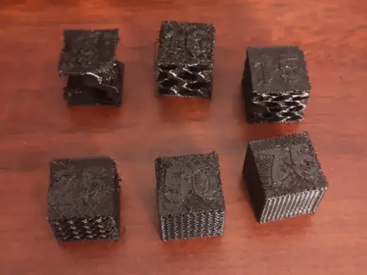 TPU infill test cubes - No walls only top/bottom