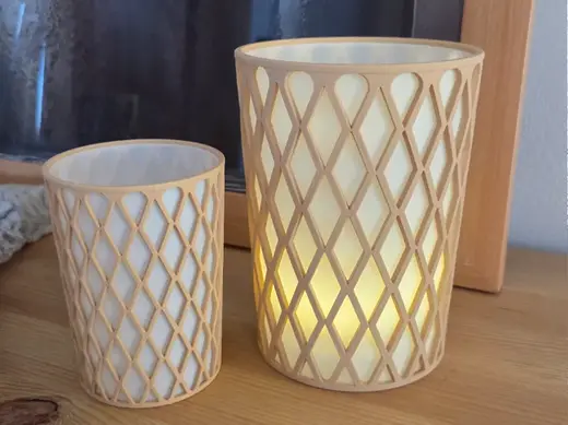 Modernes Windlicht im Rautendesign – LED Kerzen