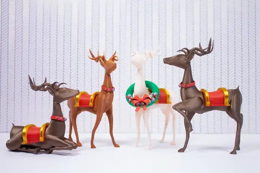 3D Christmas Reindeer in Four Poses + Cute Wearable Accessories