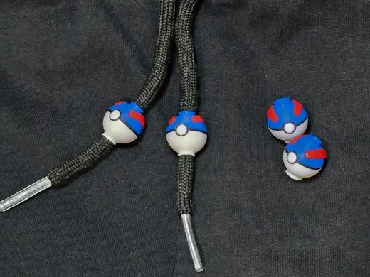 Great Ball/Pokeball Hoodie Drawstring Beads_AMS
