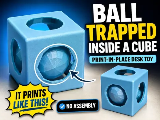 Ball Trapped in a Cube - Print-in-Place