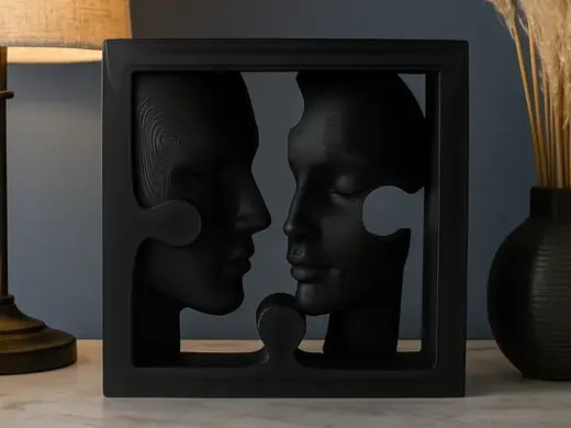 Puzzle Faces Sculpture – Modern Abstract Art
