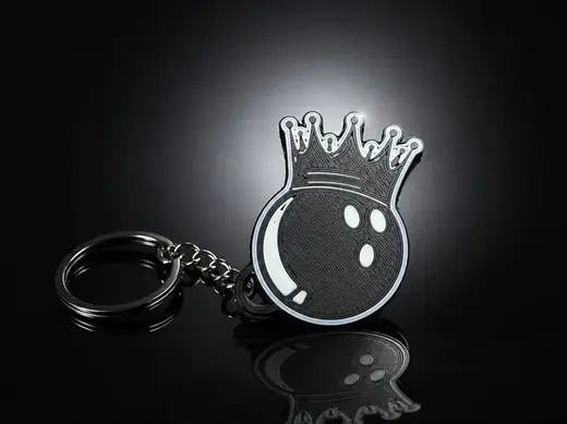 unique crowned bowling ball keychain