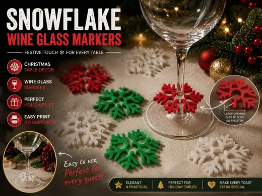 Snowflake Wine Glass Markers | Xmas Table Decor