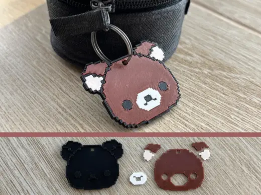 8-bit Rilakkuma Bear Multipart Keychain