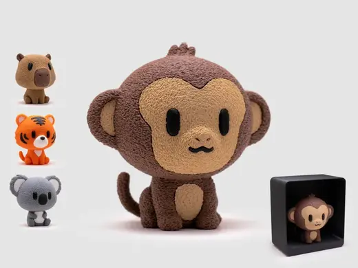 Monkey Figurine & Stand | No AMS | Fuzzy Skin
