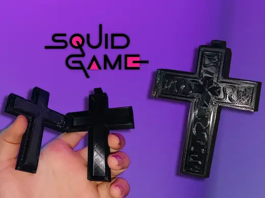 squid game 3 thanos cross necklace with a hinge