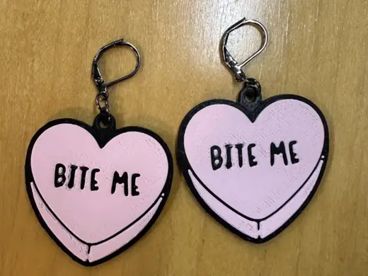 Bite Me Candy Heart Earrings -Free Commercial Lic