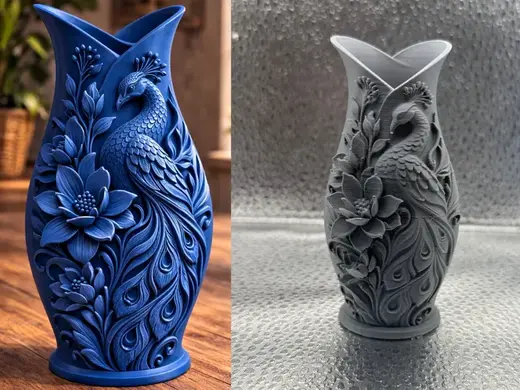 Peacock Floral Vase Deep Blue Elegant Home Decor