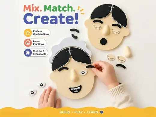 Modular Face Puzzle- Mix & Match Emotions