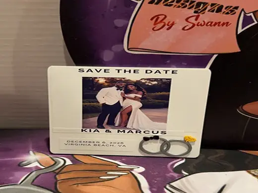 Wedding Announcement Magnet with Built-in Holes