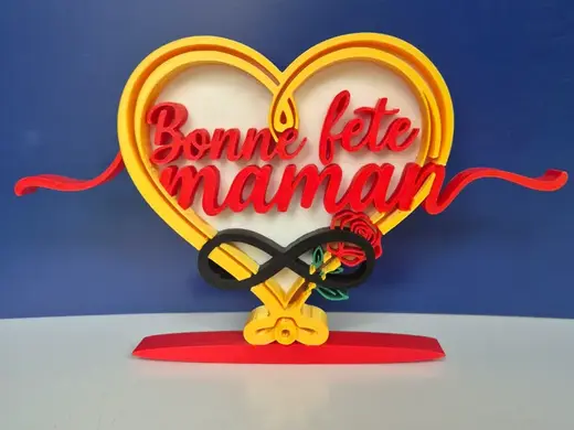 Logo Bonne Fête Maman - 3D Heart Stand Emblem
