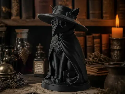Plague Cat Alchemist - Mystical Sorcerer Bust