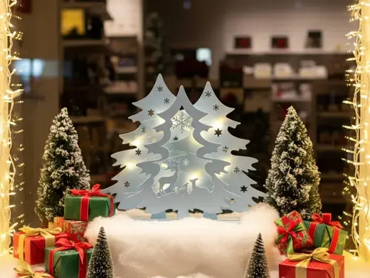Christmas trees and reindeer family