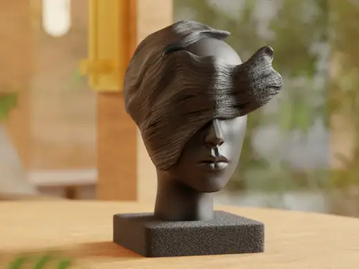Waves of Thought Sculpture – Abstract Female Head