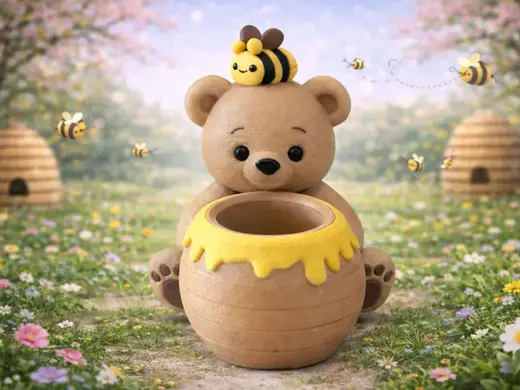 Honey Benny Pencil Holder - Cozy Teddy Bear