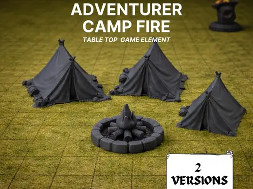 Abenteurer Camp mit Feuer - Tabletop-Kriegsspiele