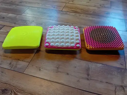 Board for balance exercises, with acupressure