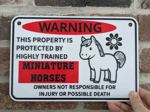 Miniature Horse Warning Sign Pony Sign