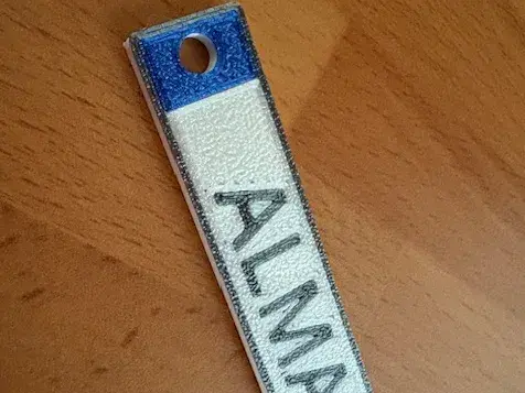 Llavero matricula personalizable