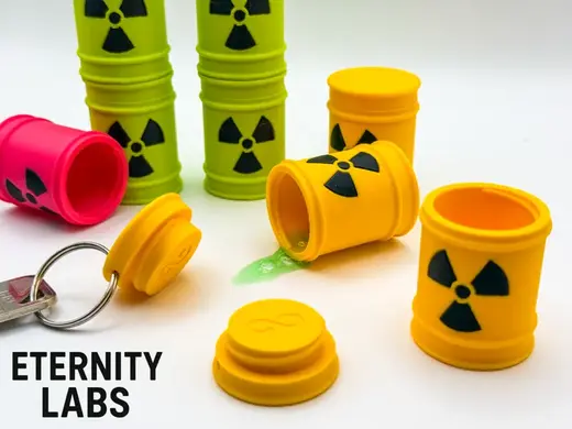 Mini Screw Top Radiation Barrel Keychain
