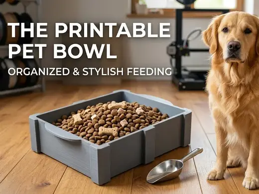 3D Printable Anti-Spill Dog Bowl with Food