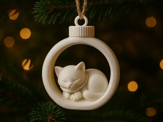Die kleine Schlummerkatze - Weihnachtsbaumkugel